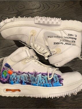 Nike Off-White x Air Force 1 Mid SP Leather 'Graffiti' size 12.5 used